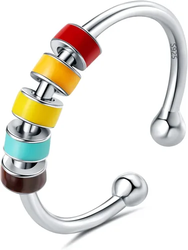 Miniatura 9 de Anillo para Mi Hija para Ansiedad, Anillos Giratorios de Esmalte de Plata de Ley S925, Anillos Giratorios Antiansiedad para Mujeres, Regalos de Rosa
