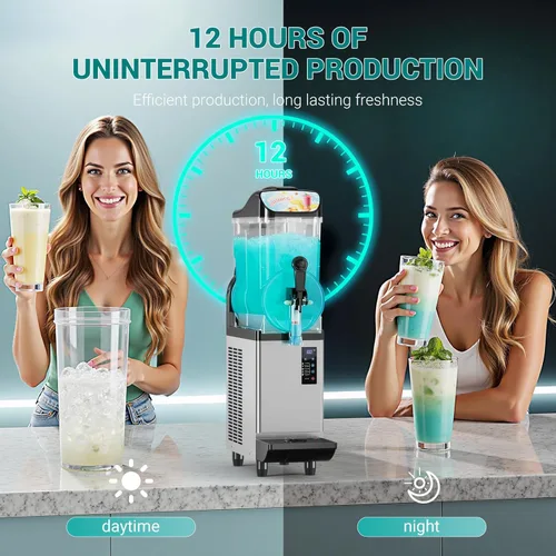 Miniatura 8 de Máquina comercial de granizado de 15L con luz LED, 15L × 1 Tanques Máquina comercial de bebidas congeladas, Máquina de granizado de margarita