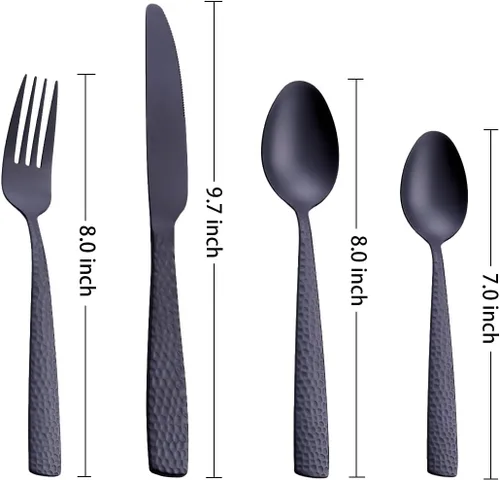 Miniatura 3 de Juego de 6 cucharas de postre color negro mate, 7.0 pulgadas, acero inoxidable, color negro, acabado satinado