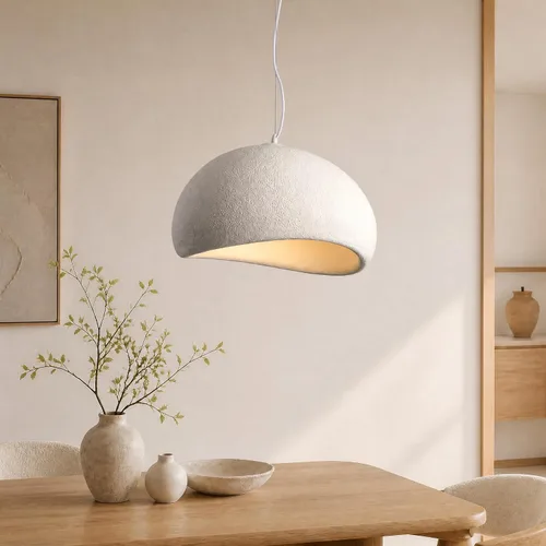 Miniatura 10 de Luces Colgantes Wabi Sabi de Tamaño Mini de 11.8 pulgadas, Blanco, Candelabro Moderno Japandi, Accesorio de Iluminación para Isla de Cocina