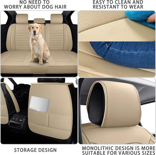 Miniatura 3 de TOMIC Yolanda - Juego completo de 5 fundas para asientos de automóvil, de cuero impermeable, universal, para Nissan Honda Civic CRV Hrv Kia Sorento