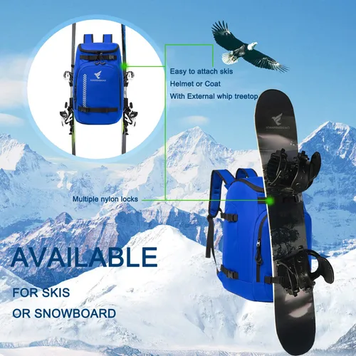 Miniatura 6 de Bolsa para botas de esquí, mochila de viaje de 50 l impermeable para botas de snowboard, casco de esquí, lentes de protección, guantes, esquís