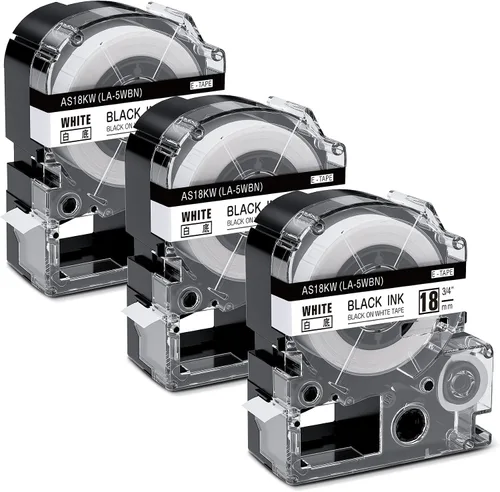 Miniatura 11 de Paquete de 3 cartuchos de cinta LK de repuesto para Epson LK-4TBN ST12KW LC-4TBN9 12mm LK negro sobre transparente de 1/2 pulgadas x 26.2 pies