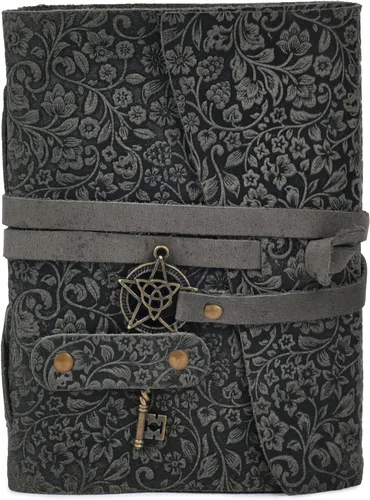 Miniatura 2 de LEATHER VILLAGE Diario de cuero hecho a mano con estampado floral en relieve para mujer, mediano 260 páginas en blanco de escritura de papel