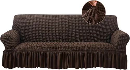 Miniatura 15 de Jeloris Funda Protectora Elástica para Sofá de Dos Plazas de Fácil Ajuste con Falda, Protector de Muebles Universal Duradero Lavable de Alta Beige