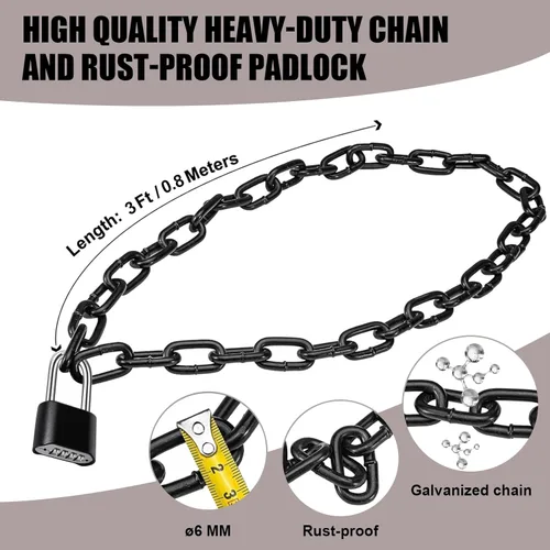 Miniatura 4 de Cadena resistente y cerradura de combinación para exteriores, cerradura de cadena de puerta con código, candado de grillete largo con cadena