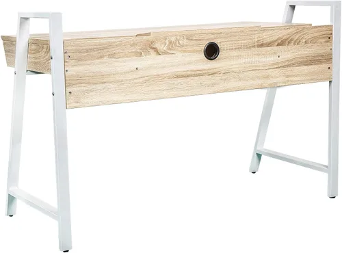 Miniatura 6 de Escritorio de madera para computadora con cajones para espacios pequeños, escritorio para el hogar, apartamento, oficina (beige)