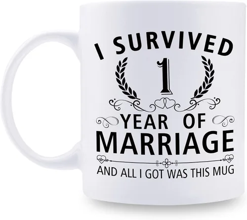 Miniatura 30 de Taza de café de 11 onzas con texto en inglés "I Survived 50 Years of Marriage and All I Got Was This Cup" para el 50 aniversario de boda y para él