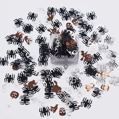 Miniatura 16 de LB1000 LB1000 - 0.35 oz/paquete - 0.197 in negro forma de murciélago lentejuelas purpurina Halloween festival rave belleza maquillaje cara cuerpo