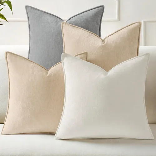 Miniatura 11 de decorUhome Juego de 4 fundas de almohada de verano de 18 x 18 pulgadas, fundas decorativas de felpilla neutra suave con diseño elegante para sala