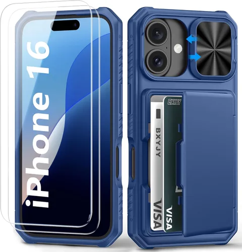 Miniatura 45 de BXYJY Funda tipo cartera para iPhone 12 Pro Max y 13 Pro Max, tarjetero (4-5 tarjetas), cubierta deslizante para cámara, protección militar contra