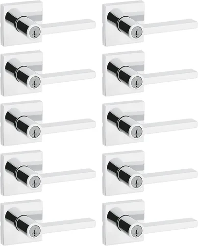 Miniatura 54 de Kwikset Halifax Manija interior de puerta de privacidad con cerradura, manija de puerta para baño y dormitorio, cerradura de botón de presión sin