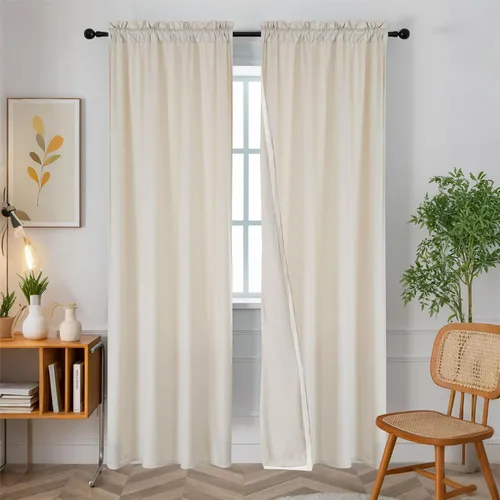 Miniatura 28 de SMILETIME - Cortinas de terciopelo blanco con bolsillo para barra, aisladas térmicamente, suaves, con filtro de luz y privacidad, para dormitorio