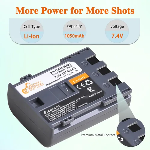 Miniatura 3 de Pickle Power NB-2L NB-2LH Batería 2 Pack y LED Dua Cargador para Canon Digital Rebel XT XTi PowerShot G7 G9 S70 S80 S60 S50 S30 S40 S45 DC420 DC410