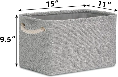 Miniatura 5 de Bidtakay Juego de cestas de almacenamiento de tela, color gris, paquete de 3 cestas medianas de 15 x 11 x 9.5 pulgadas + 6 cestas pequeñas de 11.8 x