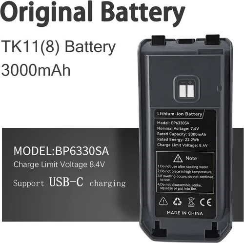 Miniatura 2 de Batería TK118, original TK11 (8) Radios Batería de repuesto 3000mAh USB-C recargable para Walkie Talkies UV-TK118 y radios portátiles