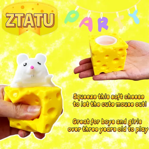 Miniatura 5 de Pelotas antiestrés de queso suave – Juguetes Pop Fidget (Paquete de 1) Pelotas de estrés de animales, juguete sensorial fidget de ratón