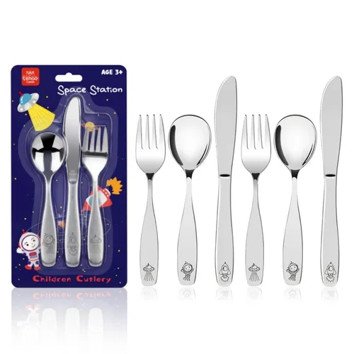 Miniatura 15 de Lehoo Castle Cubiertos para niños pequeños, 6 piezas, utensilios de acero inoxidable para niños, cubiertos seguros para niños para autoalimentarse