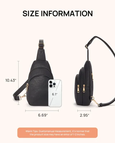 Miniatura 69 de Telena Riñonera pequeña para mujer, de cuero, cangureras, bolsa de pecho para mujer