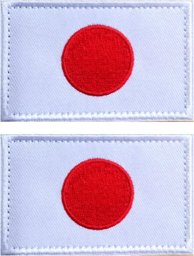 2 parches de bandera de Japón de AliPlus bordados tácticos militares moral parche apliques gancho y bucle