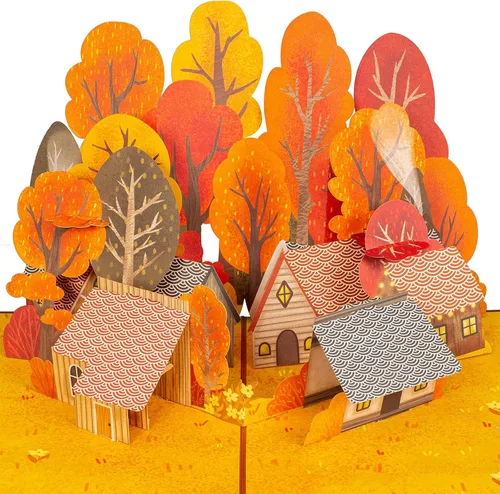 Miniatura 10 de Paper Love Tarjeta de Árbol de Otoño Tarjeta de Felicitación Desplegable 3D de Arce de Otoño para Acción de Gracias, Regalo de Anfitriona o Amigo