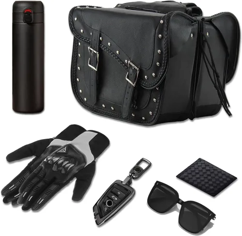 Miniatura 3 de GARGOYLE BELLS Bolsas de cuero genuino para silla de montar de motocicleta, bolsa de equipaje para softails, deportistas y helicópteros