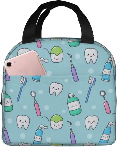 Miniatura 10 de Bolsa de Almuerzo Higienista Dental Lonchera para Mujeres y Hombres Bolsa de Picnic Aislada Enfriador Térmico Bolsa Tote Linda para Trabajo Camping