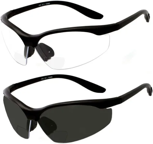 grinderPUNCH 2 pares de gafas de seguridad ANSI Z87 resistentes a los impactos bifocales lentes de lectura antideslizantes envolventes