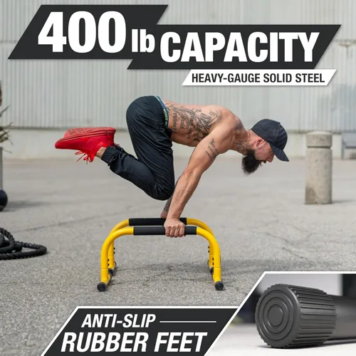Miniatura 7 de Lebert Parallette Bars - Equipo de entrenamiento de peso corporal resistente para inmersiones, flexiones, sesiones en L y entrenamientos de núcleo