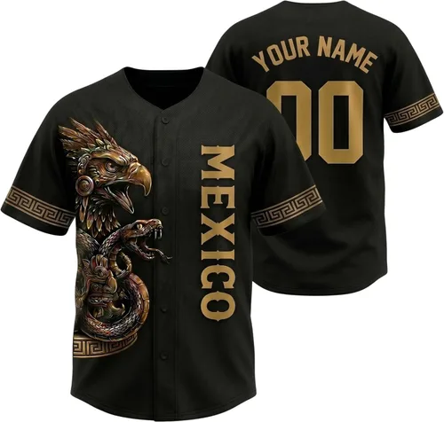 Miniatura 7 de Camiseta de béisbol personalizada de México, camisas personalizadas con orgullo mexicano con número de nombre para hombres y mujeres, camisa