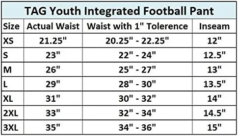 Miniatura 2 de TAG Youth Integrated Football Pant - Sewn-in Hip, Thigh, Tail and Knee Pads - 3-Piece Back - Open Fly