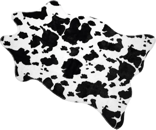 MACEVIA Alfombra de piel de vaca sintética, bonita alfombra con estampado de vaca, alfombra de área animal, decoración occidental para sala de