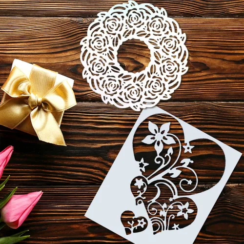 Miniatura 4 de Estivaux 2 piezas de marcos de corona de flores troqueladas para hacer tarjetas, juegos de troqueles de flores de primavera, vides, hojas