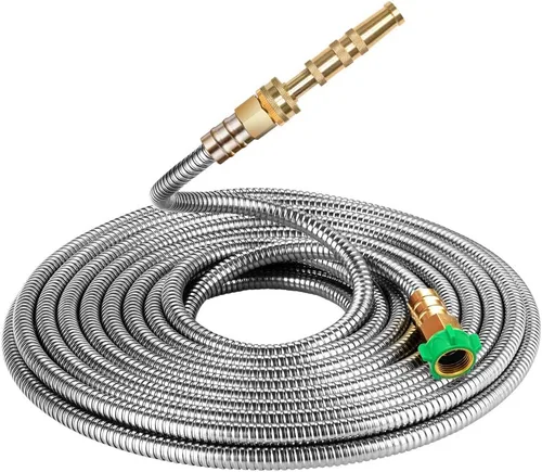 Miniatura 7 de Beaulife Manguera corta de metal de acero para jardín de 15 pies, manguera de agua potable para RV, manguera de drenaje del deshumidificador