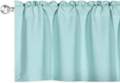 Miniatura 7 de DECOVSUN Cenefas Aqua para ventanas de cocina, con bolsillo para barra, opacas, con aislamiento térmico, 1 panel de 42 x 18 pulgadas