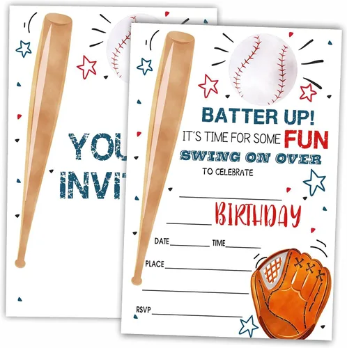 Miniatura 10 de AWSICE Invitaciones de cumpleaños de baloncesto, 20 tarjetas de invitación con sobres, tarjetas de invitación deportivas de doble cara para fiesta