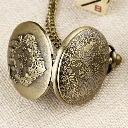 Miniatura 4 de Reloj de bolsillo de cuarzo para hombre, ojos verdes, forma de caja redonda, collar de bolsillo