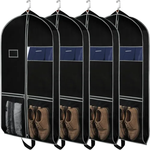 Miniatura 8 de Zilink Bolsa para trajes de 43 pulgadas Bolsas para trajes de viaje con bolsillos Funda transpirable para vestidos y trajes para almacenamiento