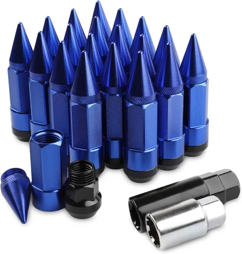 Miniatura 14 de 20 Piezas Picos Antirrobo Extendidos Sintonizador Rueda/Llantas Tuerca de Orejeta M12X1.5+Llave (Negro)