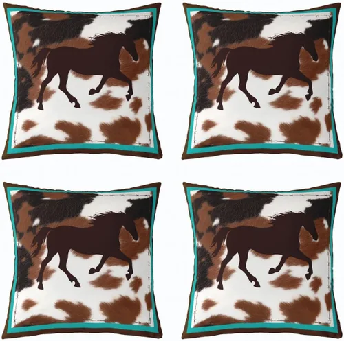 Miniatura 3 de Funda de almohada de caballo, funda de cojín rústica de vaquero occidental para decoración del hogar, sala de estar, reversible, retro, caballo