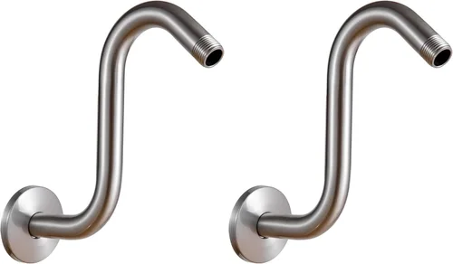 Miniatura 24 de OFFO Brazo de extensión de cabezal de ducha de 10 pulgadas, brazo de ducha en forma de S de níquel cepillado con brida, extensión de brazo de ducha