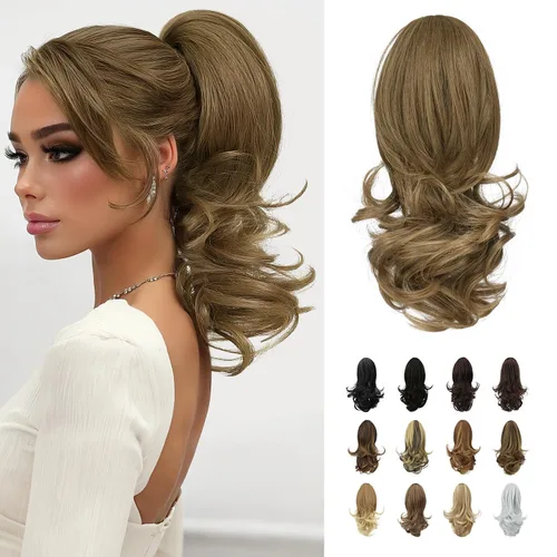 Miniatura 8 de Sofeiyan Extensión de cola de caballo de 11 pulgadas con clip de garra, extensiones de cabello con cola de caballo, cola de caballo larga y rizada