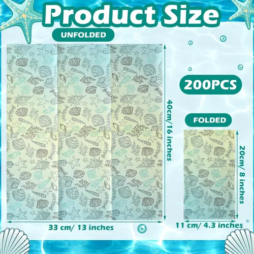 Miniatura 2 de Sinmoe 200 servilletas desechables para invitados, toallas de mano de playa de verano para baño, servilletas de papel desechables de 2 capas