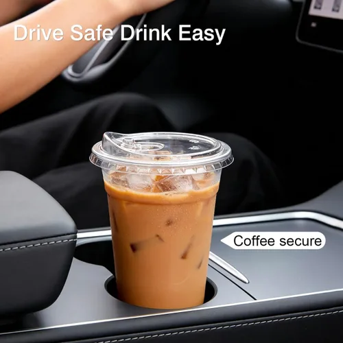 Miniatura 7 de ARTLYMERS Paquete de 100 vasos de plástico transparente de 16 onzas con tapas, tazas desechables para café helado con tapas para sorbos para bebidas