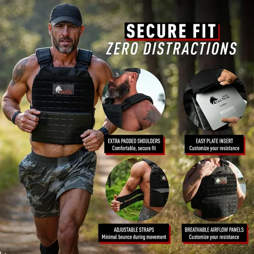 Miniatura 4 de Chaleco con peso ajustable Wolf Tactical para hombres y mujeres - Chaleco de peso para rucking, entrenamiento, correr, caminar y CrossFit para Azul