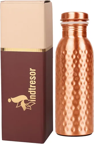 Miniatura 21 de Botella de agua de cobre puro - Hecha a mano - Beneficios para la salud ayurvédica - Grande 35 oz - A prueba de fugas - Fácil de llevar para Negro