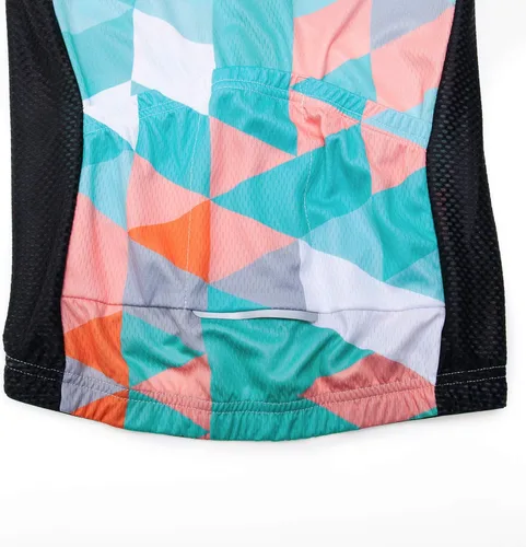 Miniatura 20 de Camiseta de ciclismo para mujer, manga corta y pantalones cortos de ciclismo acolchados para verano