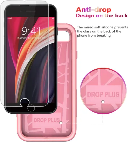 Miniatura 4 de Diverbox Funda diseñada para iPhone SE con protector de pantalla, resistente a los golpes, resistente a los golpes, para Apple iPhone SE Phone Rosado