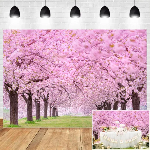 Telón de fondo de flores de cerezo para fotografía, 9 x 6 pies, paisaje de primavera, flor de cerezo, boda, despedida de soltera, decoración de