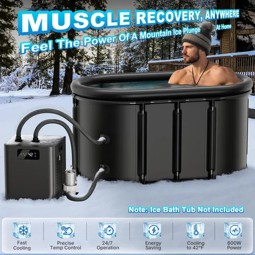 Miniatura 2 de Enfriador de baño de hielo para bañeras frías, enfriador de inmersión en frío mejorado de 1/3 HP con filtro externo y bomba, refrigeración de bajo